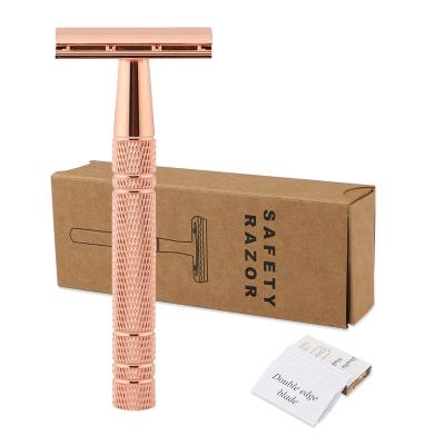 China Rose Gold Double Edge Safety shaving woman Rose Gold Double Edge Safety shaving razor metal handle for men shaving face safety razor for sale