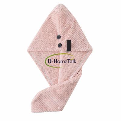 China Wholesale QUICK DRY Hair Wrap Microfiber Hair Wrap Wholesale Microfiber OEM U-HomeTalk Turban Towel Bath Hat For Gifts for sale