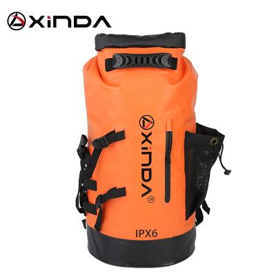 China XINDA Camping Gear 20L Orange Lightweight Waterproof PVC Backpack For Caving Canyon Downhill Boating Camping Swimming for sale