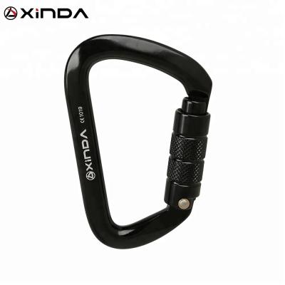 China XINDA Safety Bolt And Durable Carabiners D-Shape Self-locking CE Certified 28kN For Rock Climbing 7075 Aluminum for sale