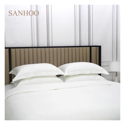 China SANHOO Five Star Hotel Bed Linen Anti-pilling Embroidery 5 Queen White Sheets Set For Hotel King Size Luxury Bedding Set for sale