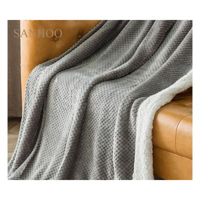 China SANHOO Anti-Static Ultra Soft Custom Warm Plush Fleece King Size Throw Blanket for sale