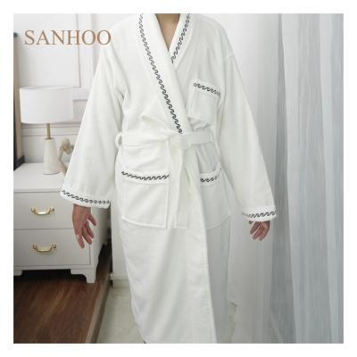 China Wholesale SANHOO 100% Cotton Terry Cloth Velor Bathrobe Breathable Waffle Hotel Bathrobe Hotel Men's Robe for sale