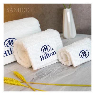 China SANHOO Hypoallergenic Customized Logo Luxury 5 Star Hotel Bath Towel Set White 100% Cotton Towel for sale