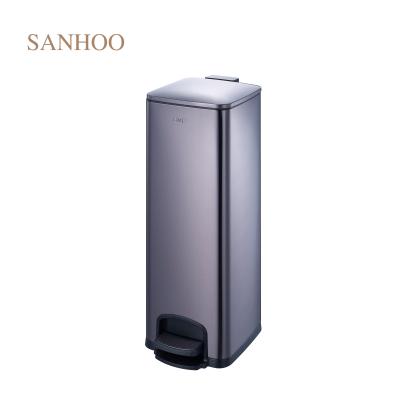 China SANHOO Sustainable Metal Pedal Rubbish Stainless Steel Hotel Household Hands Free Small Trash Bin for sale