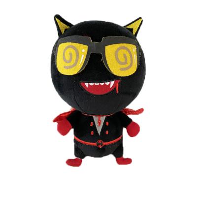 China Custom Plush Toy Mascot Soft Black Monster With Sunglasses for sale