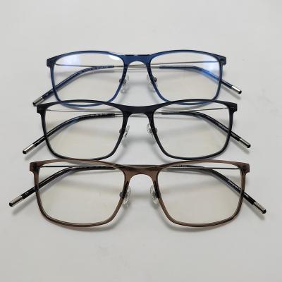 China Fashionable Vintage Square Glass Anti Blue Light Metal Pilot Transparent Optical Glasses For Women Men for sale