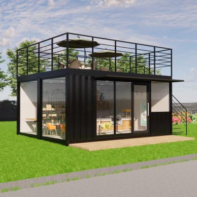 China Modern two storey automatic container cafe restaurant bar cafe kiosk,booth use steel prefab houses for sale