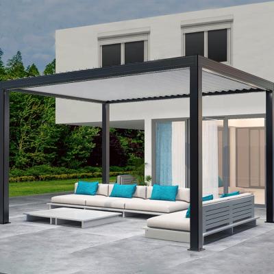 China Outdoor Sunshade Roof Aluminum Alloy Courtyard Gazebo New Chinese Modern Electric Outdoor Garden Villa Pavilion for sale