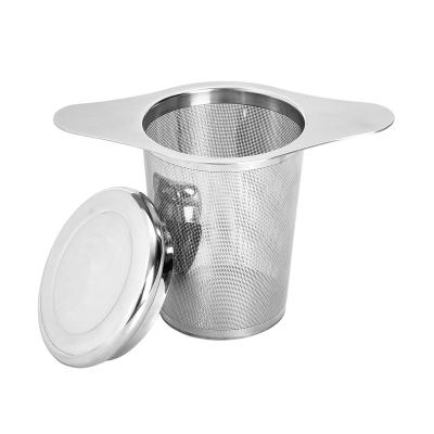 China Sustainable Custom Metal Stainless Steel Tea Infuser Strainer With Metal Lid And Handle for sale