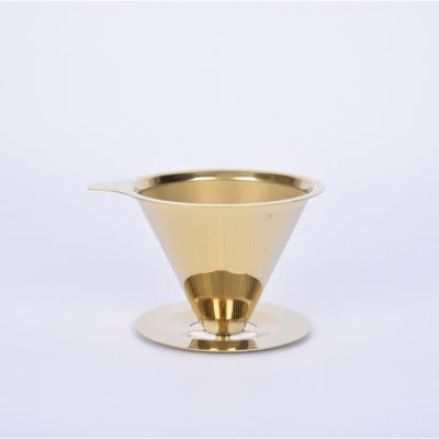 China Sustainable 304 Stainless Steel Reusable Double Layer Permanent Cone Coffee Filters Reusable Strainer for sale