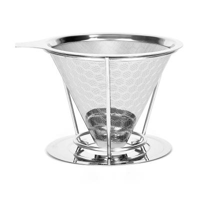 China Sustainable New Hot Food Grade Reusable Mesh Strainer Stainless Steel Coffee Filter With Holder for sale