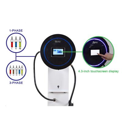 China Smart Home EV Charger Wallbox 7Kw 32A 22Kw Ocpp AC Charging Station 380VAC for sale