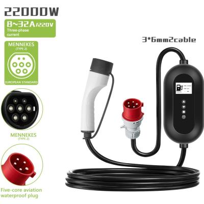 China 32A 22KW Type 2 3 Phase EV Charging Stations For EU Standard Home Electric Vehicles for sale