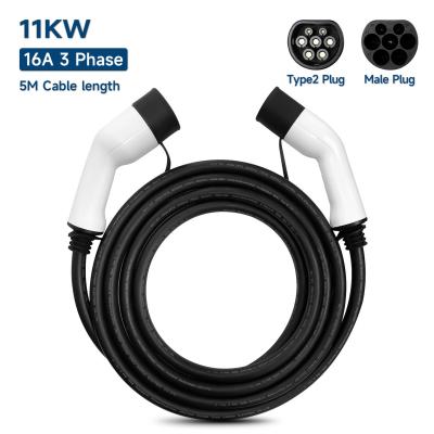 China Leakage Protection Function E-mingze 11KW Portable Type 2 Electric Vehicle Charging Cable with Three-Phase Extension Line for sale