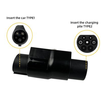 China Electric Car Charger Converter Type 1 to Type 2 Adapter J1772 with Security Function for sale