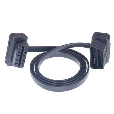 China Black OBD2 GPS Tracker OBD II Flat Ribbon OBD2 16Pin Extension Cable for Diagnostic Tool 3ft/ Custom Length for sale