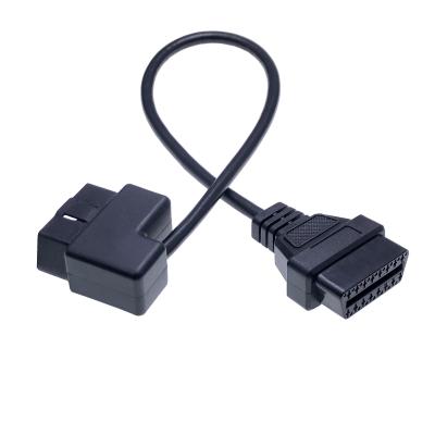 China Black OBD Diagnostic Tool Custom 16 PIN Male Female J1962 Right Angle OBD ll OBD 2 OBD2 OBD II OBDII Connector Extension Cable for sale