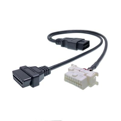 China Vehicle OBD2 Y Cable OBD II Splitter OBD Extension Cable Y J1962 16 Pin Cable Male to Dual Female Cord Adapter for Toyota for sale