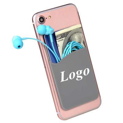 China Soft Card Holder Promotional Item With Logo Printing Silicon Card Holder For Unique Phone Gadget Personalized Gifts Phone Bag With Card Holder for sale