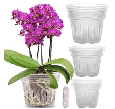 China Amazon Durable Clear Retail Packaging Orchid Pot 9 Pack Orchid Pots With 4.8/5.7 Inch 3 /6.4 Holes for sale