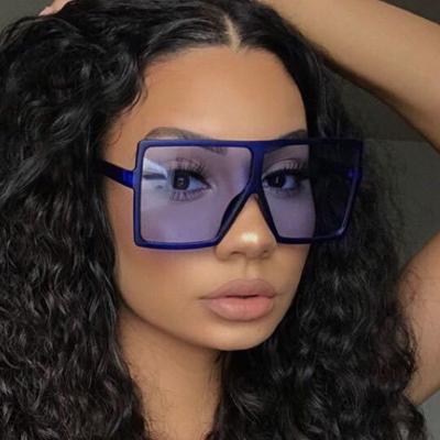 China 2021 New Luxury Large Luminous Oversized Sunglasses Gafas De Sol Women Eyeglass Color Designer Square Sun Glass for sale