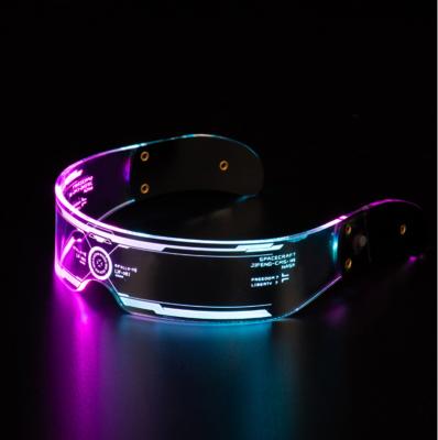 China Festival Performance New Style Luxury Luminous Transparent Discoloration Party Glasses Futuristic Punk Led App Programmable Party Glasses for sale