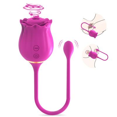 China 7 Frequency Modes Adult Toys 2 In 1 Clit Sucking Vibrating Rose Vibrator Female G Spot Massager Rose Shape Toys With Vibrating Sex Toys For Women for sale