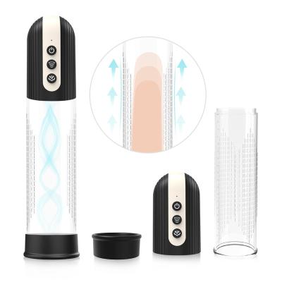 China 10 Frequency Modes Men's Masturbation Cup Exerciser Penis Trainer Amplifier Penis Flat Stretch Vacuum Penis Pump Sex Toys for sale