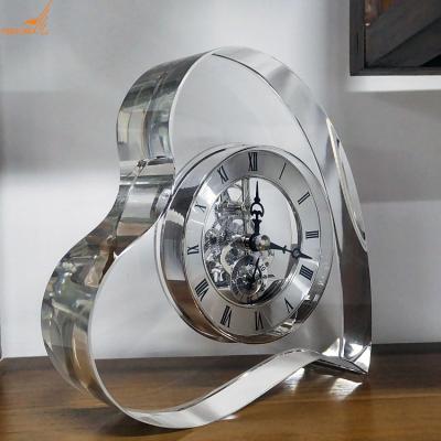 China Europe Factory Wholesale Custom Laser Engraved Crystal Trophy Plaque With Quartz Clock for sale