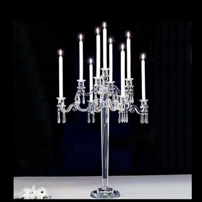 China Weddings Wholesale Cheapest 9am Crystal Candelabra For Wedding Centerpieces Decoration Table Top Tall Glass Candle Holders On Sale for sale