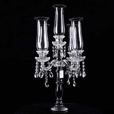 China 5am ​​Centerpiece Wedding Sale Decoration Candelabra Glass Tubes Candle Holder Table Top Crystal Decoration Round Large Hot Home Base for sale