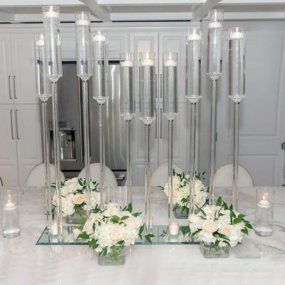 China Modern Elegant Table Centerpieces Wedding Decoration Crystal 10am Event Candelabra Candle Holders Glass Centerpieces On Sale for sale