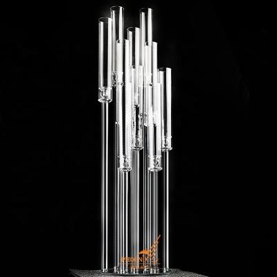 China Wholesale Modern 120cm Tall 10am Wedding Use Glass Votive Candle Holders Crystal Candelabra for sale