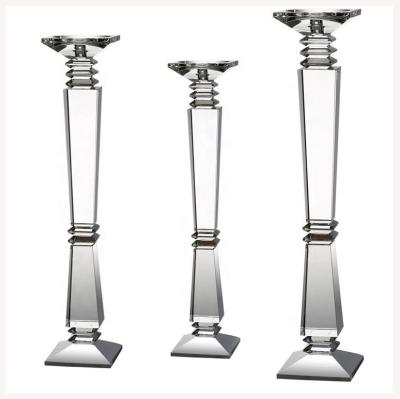 China Unique Wholesale Factory Large Modern Crystal Candelabra Pillar Candlestick Wedding Art Candle Holder Table Decoration Glass Centerpieces On Sale for sale