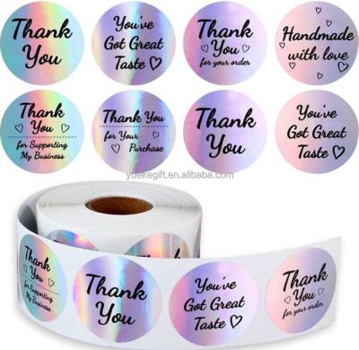 China Waterproof Self Adhesive Holographic Label Stickers Roll Up Custom Label Stickers Thank You Labels for sale