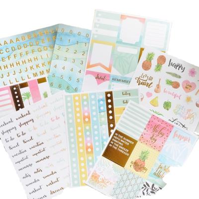 China Removable/Non-Toxic DIY Customized Planner Stickers Gold For Scrapbook Alphabet Month Daily Planner Sticker For Scrapbook Embellishments Collection for sale