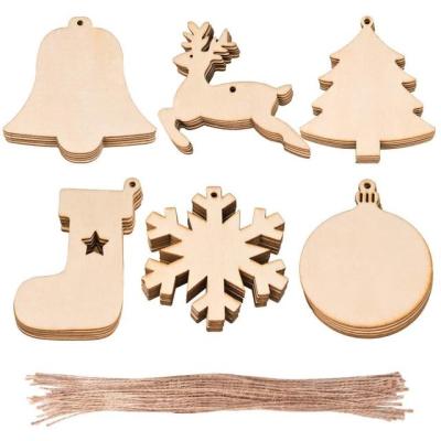 China Europe Laser Cut Wooden Christmas Tree Craft Decorations Snowflake / Wooden Embellishments Decor Gift Tags For Custom Design for sale