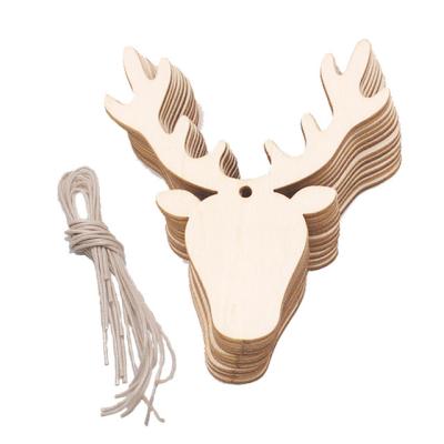 China Europe Laser Cut Elk Wood Pieces Shapes Natural Wood Art Craft For DIY Christmas Angel Wood Tag for sale