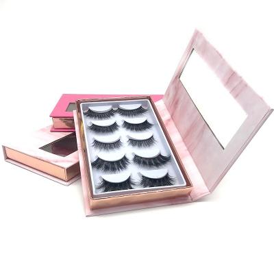 China Natural Soft 3D Mink Eyelashes 5 Pairs Fake Mink Eyelashes Private Label Custom Packing Cases 100% Real Mink Fur Natural Soft Hand Made for sale