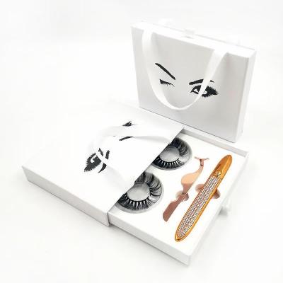 China Natural High Quality Custom Packed 3D False Mink Long 5D Lashes Magnetic False Eyelashes for sale