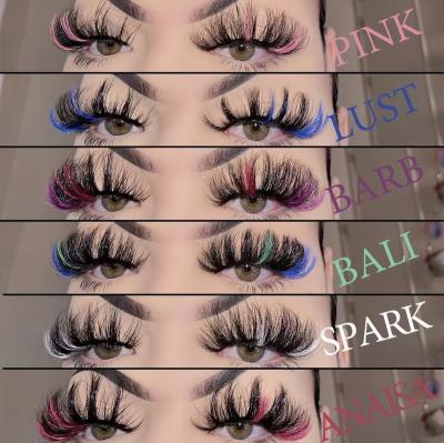 China Long 2022 Wholesale 3d Natural 5d 25mm Lashes 100% Real Mink Colored Eyelashes With Color Full Strips Mink Eyelashes With Color for sale