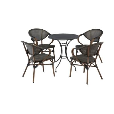 China New contemporary antique design for aluminum frame rattan chair in rattan bamboo look table with chairs for sale