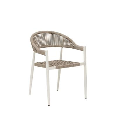 China Contemporary Waterproof Outdoor Garden Furniture Rattan Aluminum Dining Chairs With Arm Hold for sale