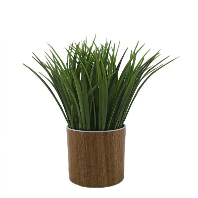 China Eco-friendly Suppliers Wholesale Artificial Plastic Plants Mini Green Bonsai Plants Artificial Grass In Pot for sale