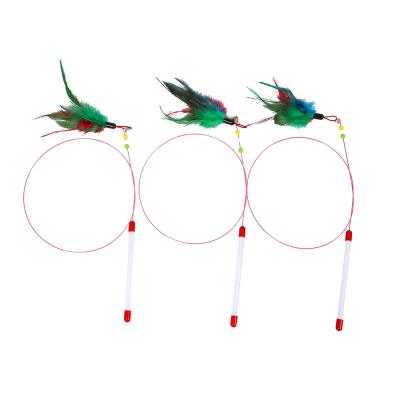 China Factory Direct Sale Viable Steel Wire Chicken Feather With Loud Bell For Tickle Single Wrapped Cat Opp Bag Wire Cat Toys for sale