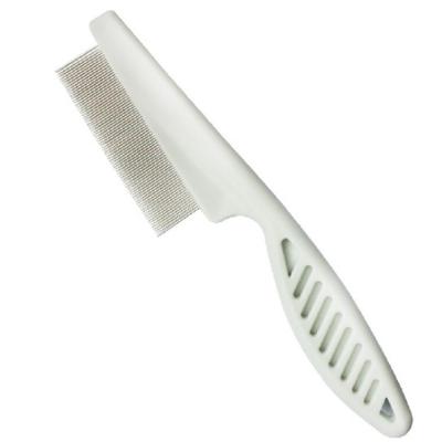 China Grid Pet Comb Deshedding Tool Pet Grooming Brush Tooth Cleaning Comb Plastic Handle 14CM Viable White Small Comb For Flea Removal for sale