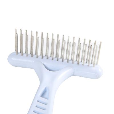 China Viable Manufacturers For Pet Rake Straight Comb Cleaning Comb With Metal Pins Deshedding Tool Pet Grooming Brush for sale