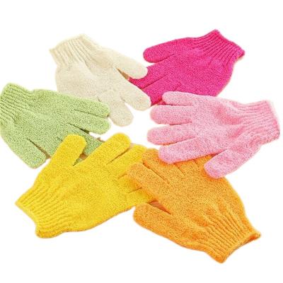 China EXFOLIATE Double Side Bathing Gloves Exfoliating Wash Skin Spa Massage Body Scrubber Glove Guante Depurador Corporal for sale