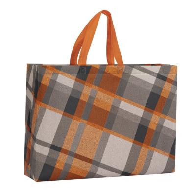 China 100% Eco-friendly.firm hot sale fashion orange grid high-end film coated nonwoven gift bag custom printed nonwoven bag for sale